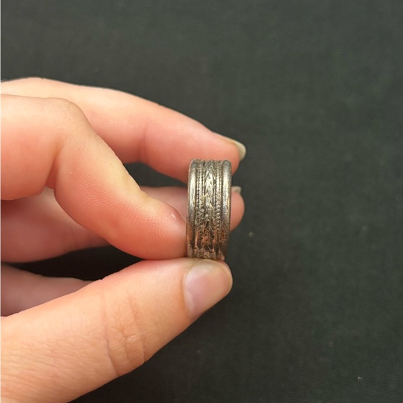Vintage 925 Sterling Silver Rope Wide Band Ring - Picture 2 of 4